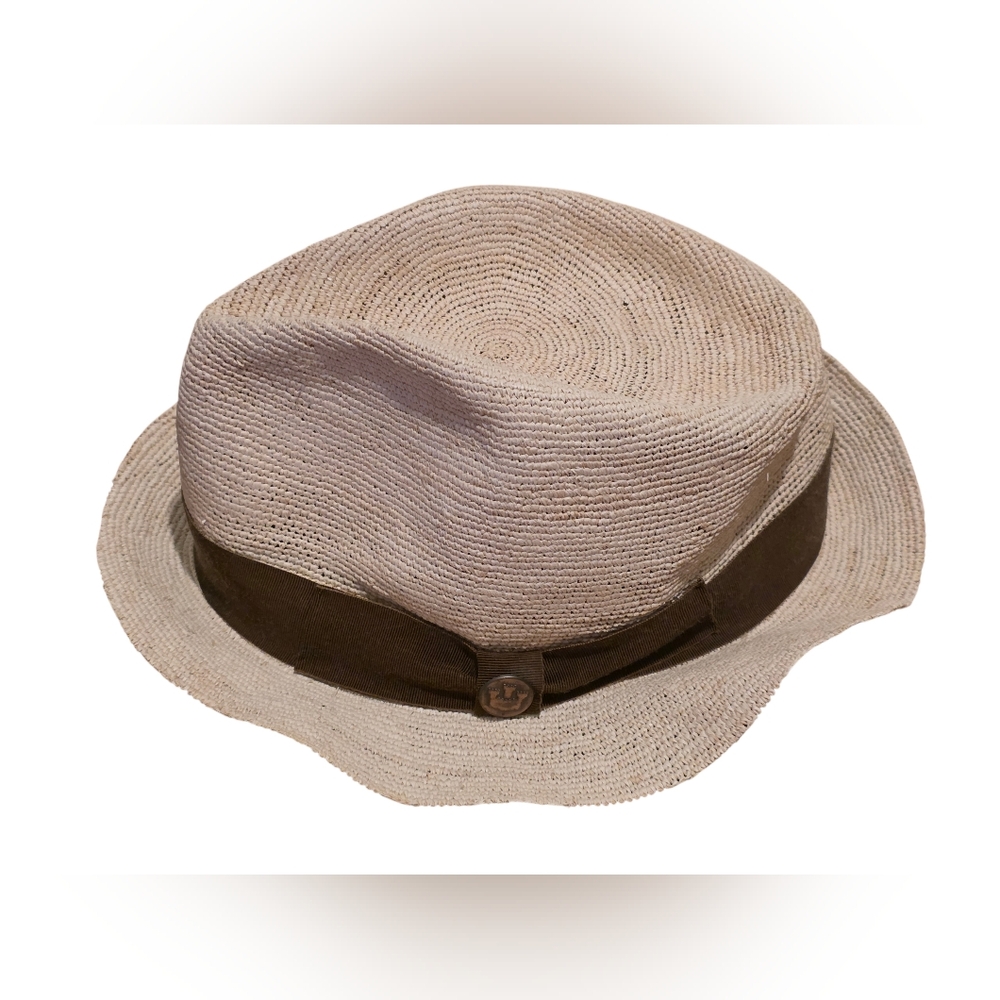Goorin Brothers 100% Straw Vintage Men's Banded Fedora Made In Italy Size L